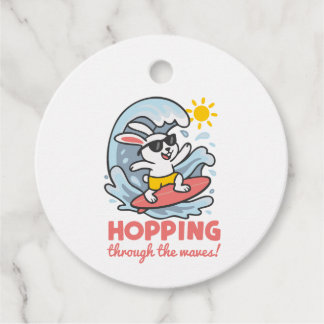 Etiqueta recuerdo con conejito surfero kawaii geschenkanhänger