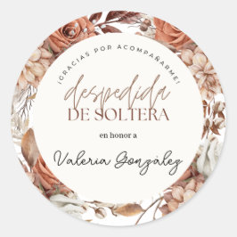 Etiquetas de despedida de soltera boho floral runder aufkleber