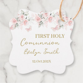 Etiquetas Para Recuerdos Comunión floral rosa R Geschenkanhänger