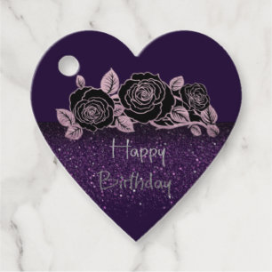 Etiquetas para recuerdos de rosas con purpurpura geschenkanhänger