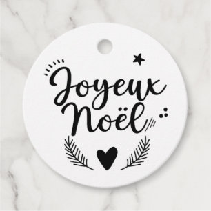 Etiquette emballage - Joyeux Noël - N&B Geschenkanhänger