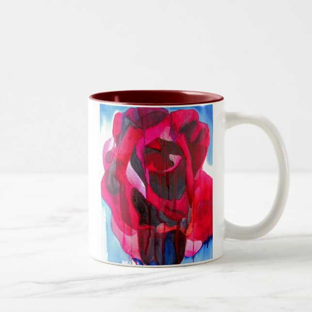 Etoile de Holland Moderne Rose Originale Kunst Zweifarbige Tasse (Rechts)