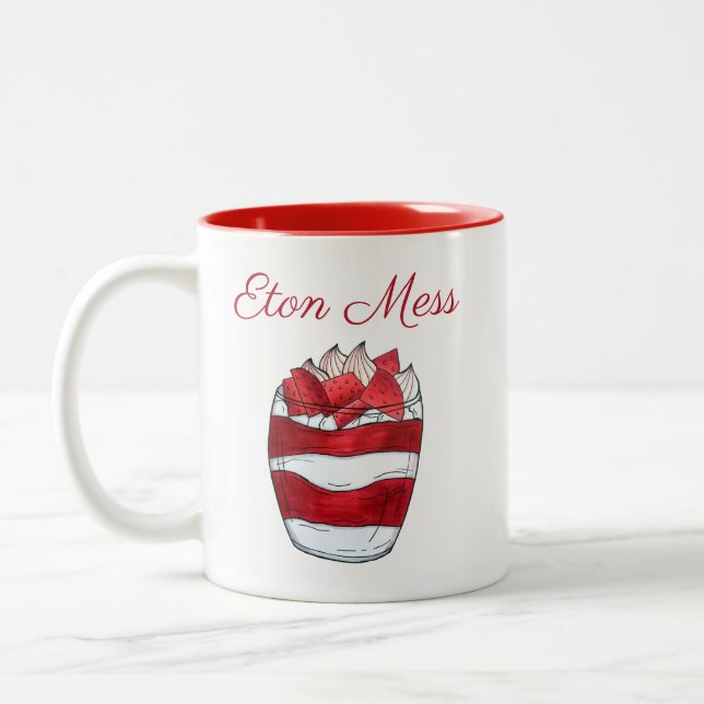 Eton Mess Strawberry Meringue UK British Dessert Zweifarbige Tasse (Links)
