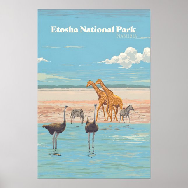 Etosha Nationalpark Namibia Afrika Reiseplakat Poster (Vorne)
