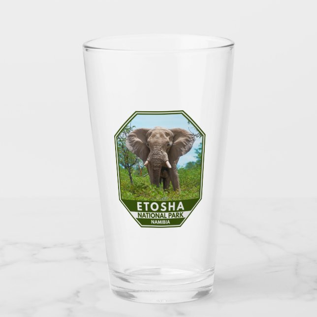 Etosha Nationalpark Namibia Elephant Watercolor Glas (Vorderseite)