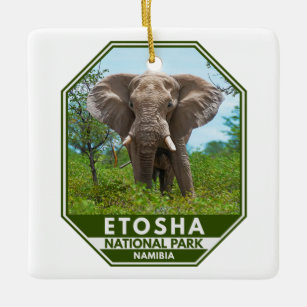 Etosha Nationalpark Namibia Elephant Watercolor Keramikornament