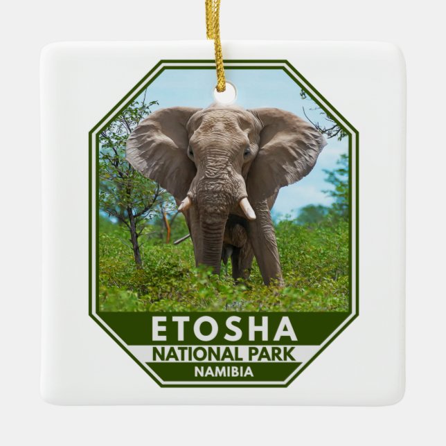 Etosha Nationalpark Namibia Elephant Watercolor Keramikornament (Vorderseite)