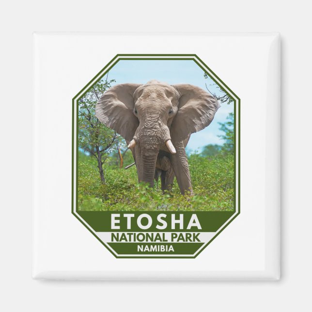 Etosha Nationalpark Namibia Elephant Watercolor Magnet (Vorne)