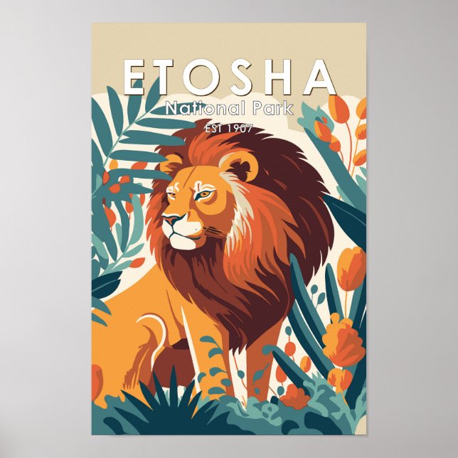Etosha Nationalpark Namibia Vintag Poster (Vorne)