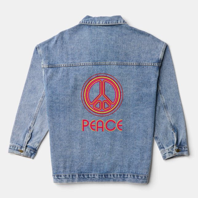 etro psychedelisches Friedenszeichen lineare Grafi Jeansjacke (Rückseite)