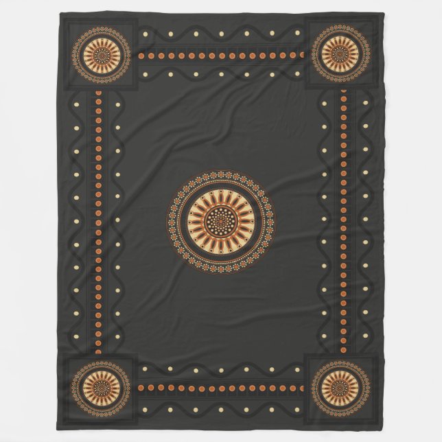 Etruscan Black Bucchero Sun Wheel Mystical Fleecedecke (Vorderseite)