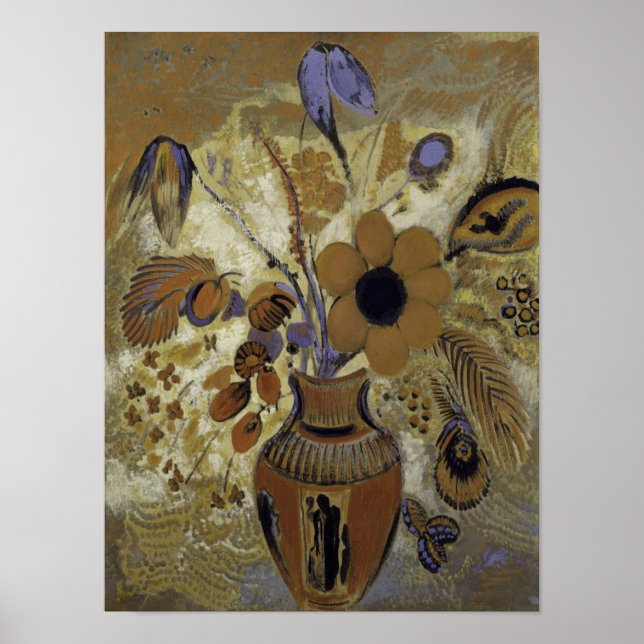 Etruskische Vase mit Blume Poster (Vorne)