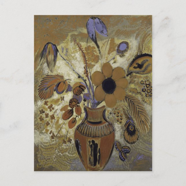 Etruskische Vase mit Blume Postkarte (Vorderseite)