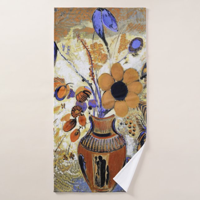 Etruskische Vase mit Blume, Redon Badehandtuch (Badehandtuch)