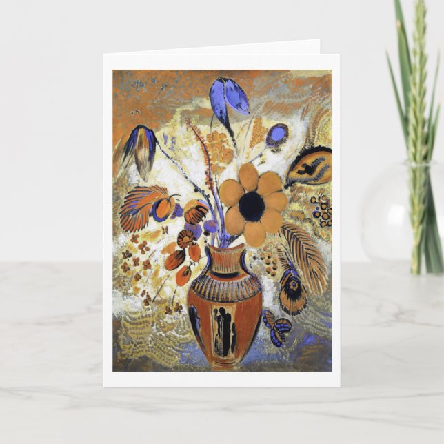 Etruskische Vase mit Blume, Redon Karte (Vorderseite)