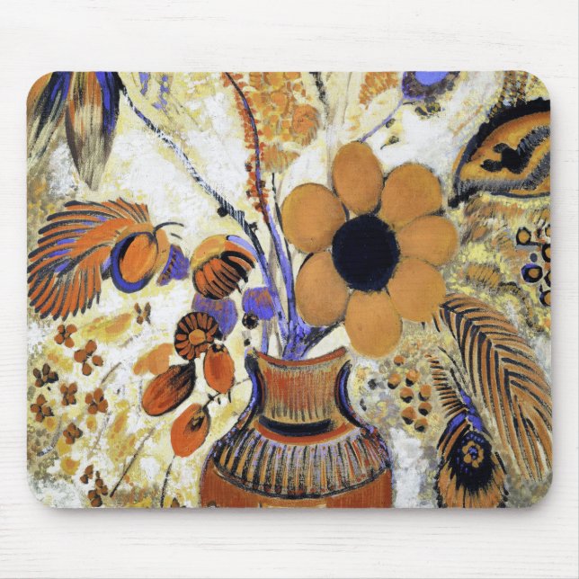 Etruskische Vase mit Blume, Redon Mousepad (Vorne)