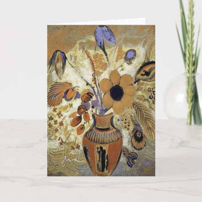 Etruskische Vase mit Blume von Odilon Redon Karte (Vorderseite)