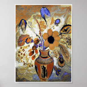 Etruskische Vase mit Blumen, Redon Poster