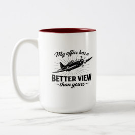 etter View Pilot WWII Plane Humor Tee Zweifarbige Tasse