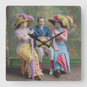 etwa 1910 Vaudeville-Künstler drucken Quadratische Wanduhr