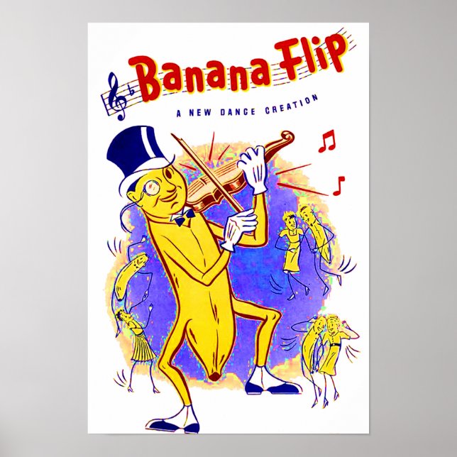 etwa 1950 Banana Gedreht Noten Poster (Vorne)