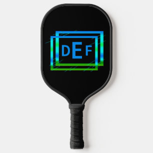 Etwa 3 Anfangsbuchstaben blaue grüne Geometrie Pickleball Schläger