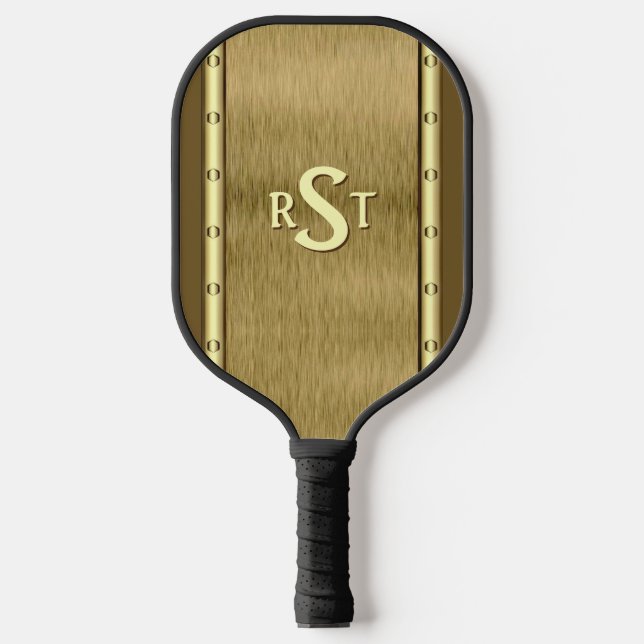 Etwa 3 Anfangsbuchstaben Monogramm gebürstetes Met Pickleball Schläger (Vorderseite)