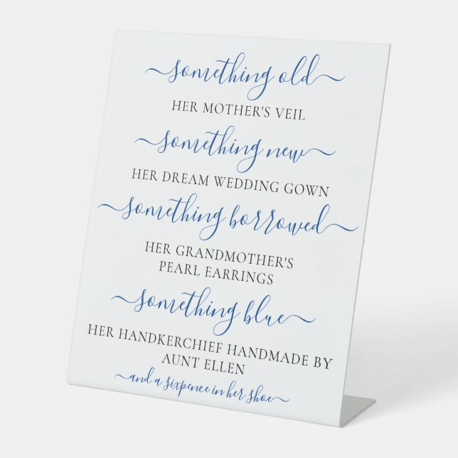 Etwas Altes Neues, Brautparty Sockelschild (Vorderseite)