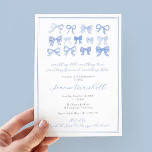 Etwas altes neues, geliehenes Blue Bows Brautparty Einladung