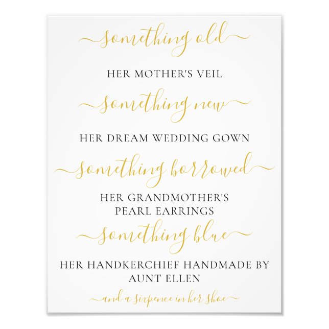 Etwas Altes Neues Unterschreiben für Brautparty Fotodruck (Vorne)