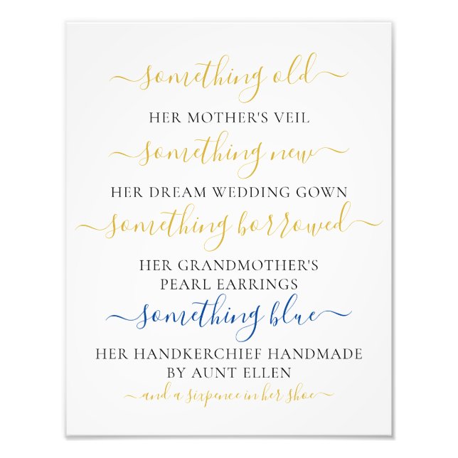 Etwas Altes Neues Unterschreiben für Brautparty Fotodruck (Vorne)