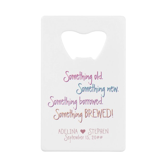 Etwas Altes Neugeborenes Braut Gastgeschenk Hochze Geldbeutel Flaschenöffner (Vorderseite)