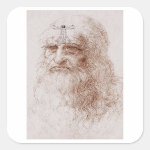 Etwas auf meinem Herzen, Leonardo da Vincis Porträ Quadratischer Aufkleber