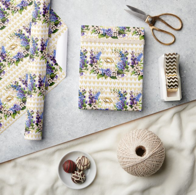 Etwas Blau: Baby's Breath & Flax Brautparty Geschenkpapier (Kunsthandwerk)