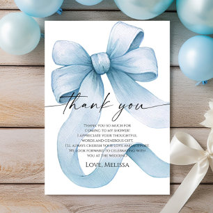 Etwas Blau bevor ich Blue Bow Brautparty mache Dankeskarte