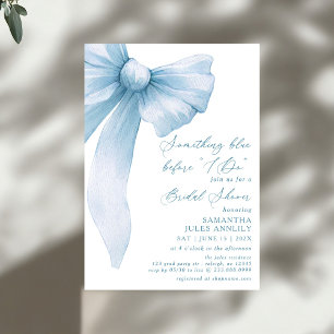 Etwas Blau bevor ich Blue Bow Brautparty mache Einladung