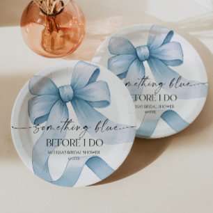 Etwas Blau bevor ich Blue Bow Brautparty mache Pappteller