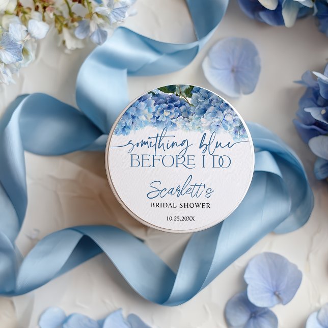 Etwas Blau bevor ich Blue Hydrangea Bridal Runder Aufkleber (Something Blue Before I Do Blue Hydrangea Bridal Classic Round Sticker)