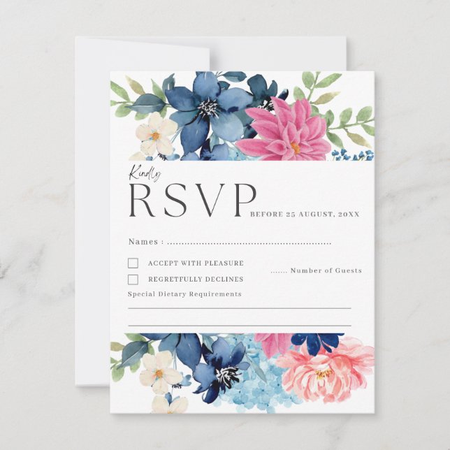 Etwas Blau bevor ich blühende Hochzeit mache RSVP Karte (Vorderseite)