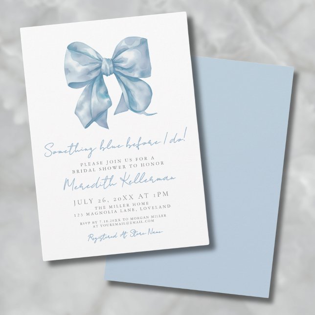 Etwas Blau, bevor ich Bow Brautparty Einladung (Something Blue Before I Do Bow Bridal Shower Invitation)