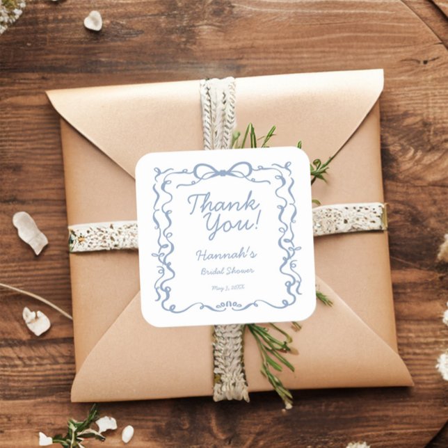 Etwas Blau, bevor ich Bow Brautparty Gefallen tun Quadratischer Aufkleber (Von Creator hochgeladen)