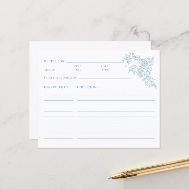 Etwas Blau, bevor ich Brautparty Rezept (Vorderseite/Rückseite Beispiel)