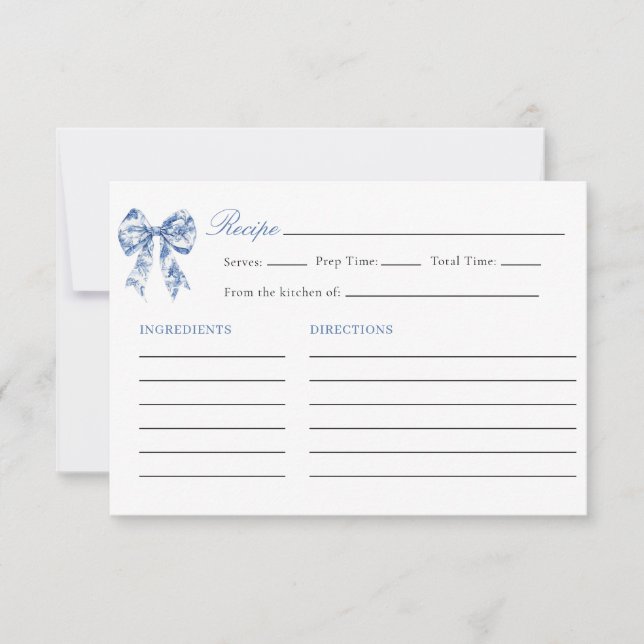 Etwas Blau, bevor ich Brautparty Rezept Einladung (Vorderseite)