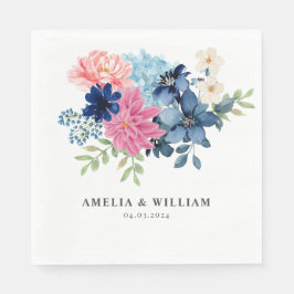 Etwas Blau bevor ich florale Hochzeit Serviette