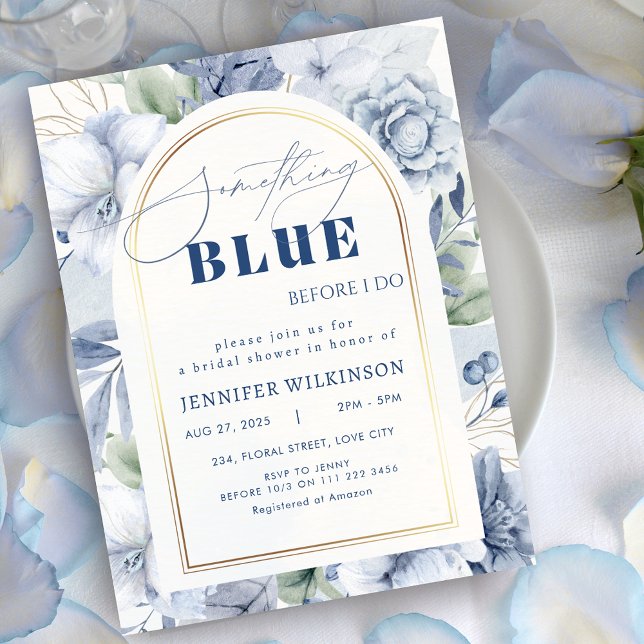 Etwas Blau, bevor ich florales Brautparty mache Einladung (Something Blue Before I Do Floral Bridal Shower Invitation)