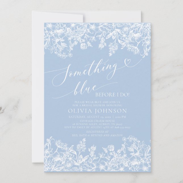 Etwas Blau, bevor ich florales Brautparty mache Einladung (Vorderseite)