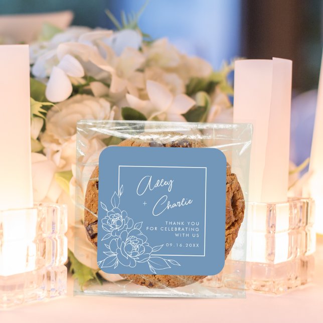 Etwas Blau, bevor ich florales Brautparty mache Quadratischer Aufkleber (Von Creator hochgeladen)