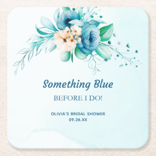 Etwas Blau, bevor ich florales Brautparty mache Rechteckiger Pappuntersetzer