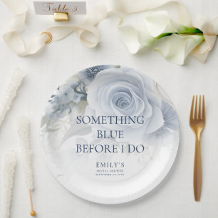 Etwas Blau bevor ich Florals Brautparty mache Pappteller