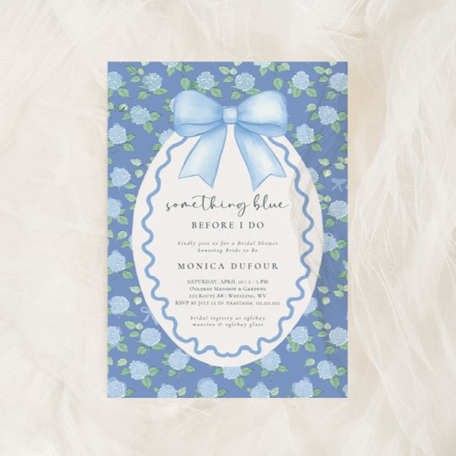Etwas Blau, bevor ich Hydrangea-Brautparty Einladung (Something Blue Before I do Hydrangea Bridal Shower Invitation )